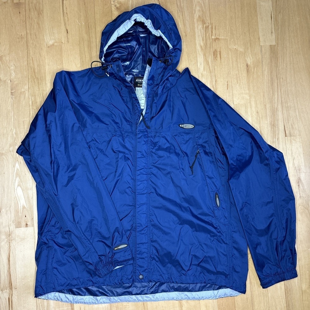 Stearns Dry Wear Waterproof Rain Coat Jacket Blue Packable Mens XL Full‎ Zip